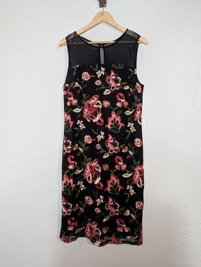 Thalia Sodi Floral Embroider Sleeveless Whimsigoth Cocktail Dress Wedding Guest